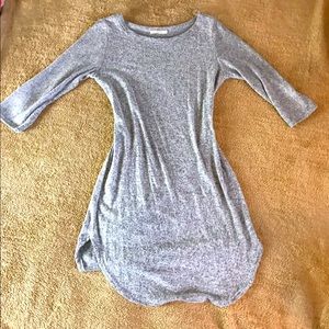 Gray knitted sweater dress